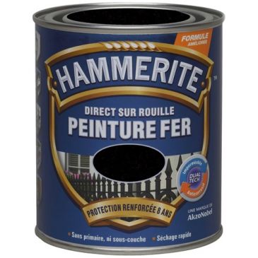 Peinture fer 0,75 L Martelé - Noir