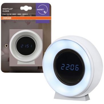 Horloge reveil rechargeable blanc avec veilleuse