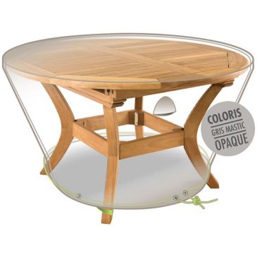 Housse table ronde 6 personnes d.120cm gris mastic opaque