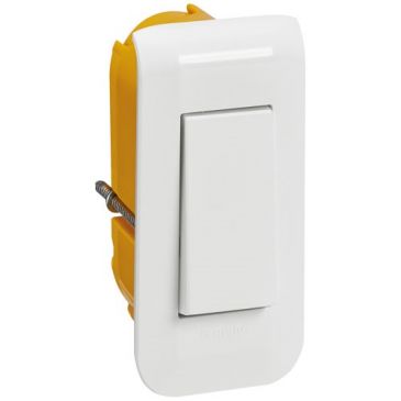 Interrupteur ou va-et-vient Mosaic 10A étroit +plaque+boite