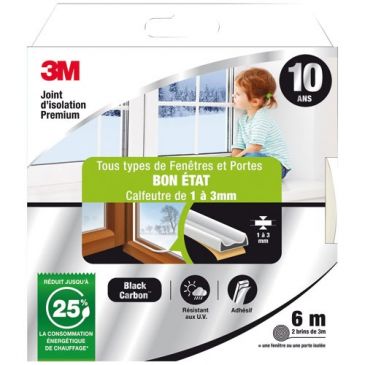 Joint d'isolation - porte et fenêtre - bon état - 1 à 3 mm - 6 m - blanc