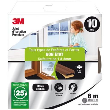 Joint d'isolation - porte et fenêtre - bon état - 1 à 3 mm - 6 m - marron
