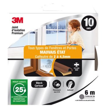 Joint d'isolation - porte et fenêtre - mauvais état - marron - 2 à 4.5 mm -