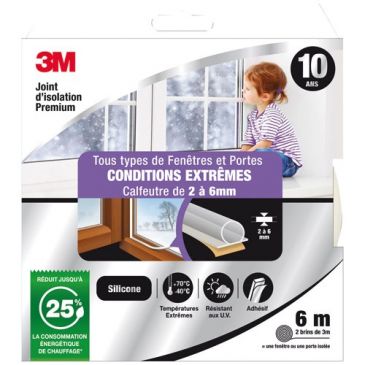 Joint d'isolation - porte et fenêtre - conditions extrêmes - 2 à 6 mm - 6 m