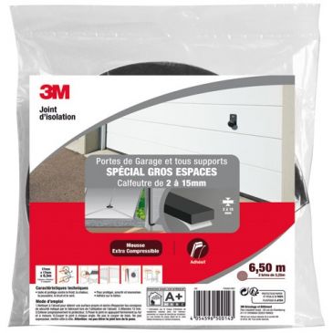 joint de mousse - porte de garage - gros espace - 2 à 15 mm - 6.5 m