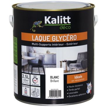 Laque glycéro Brillante Multi-supports 2.5 L - Blanc