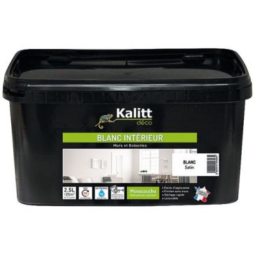 Kalitt Mur/Plafond monocouche acrylique satin blanc 2.5l