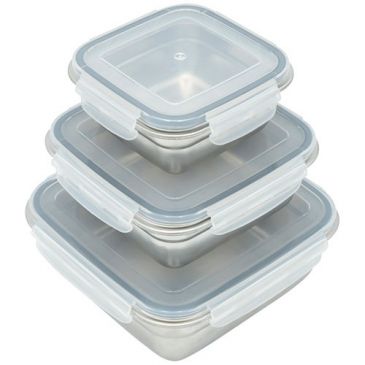 Kit 3 boites inox avec couvercle pp