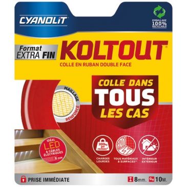 Koltout ruban double face 10 m x 8 mm