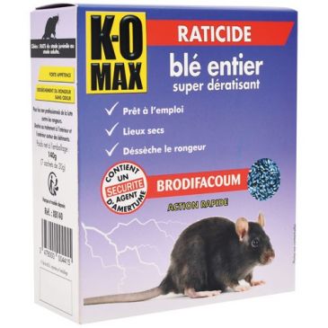 Appât céréales - raticide - blé entier - super dératissant - 140 g 