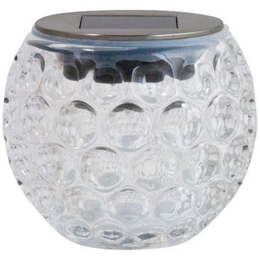 Lampe de table solaire led métal et verre blanc chaud