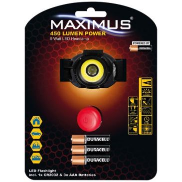 Lampe torche frontale 450 lumens 5w ipx3 reglable Maximus