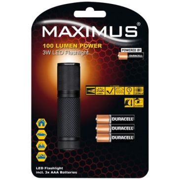 Lampe torche 100 lm - 3W - IPX4 - noir