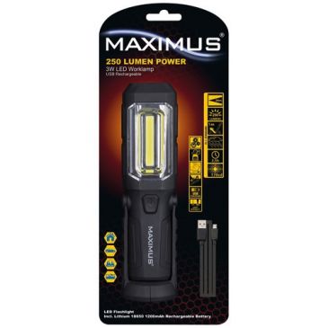 Lampe torche 240 lm - 3W - rechargeable - batterie externe - IP20 - noir