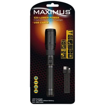 Lampe torche 520 lm - 5W - fonction stroboscope et batterie externe - IP20 