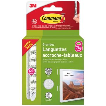 Languette accroche-tableau - adhésive - auto-agrippante - grande modèle - s