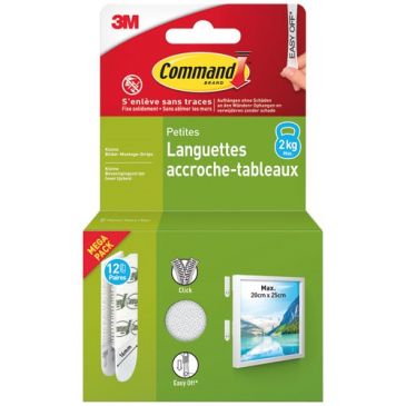 Languette accroche-tableau - adhésive - auto-agrippante - petite modèle - s