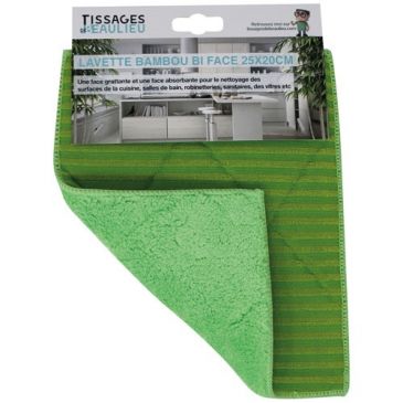 Lavette bambou bi face 25x20cm sur carte