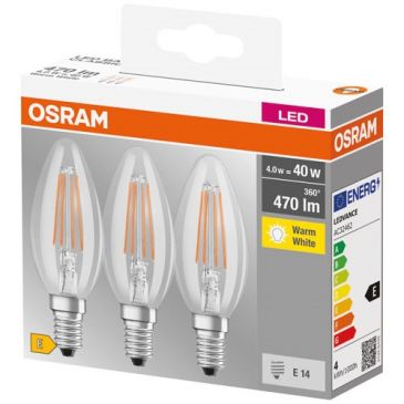 Led clair flamme e14 4w chaud boite de 3