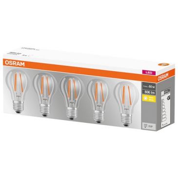 Led filament standard claire 7W E27 blanc chaud boite de 5
