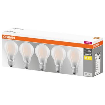 Ampoule Led dépolie 7 W E27 chaud - Lot de 5
