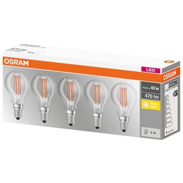 Led filamentsphérique 4W E14 blanc chaud boite de 5
