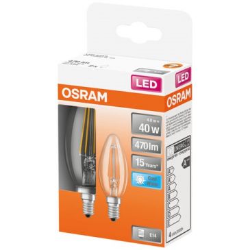 Led flamme clair filament 4W E14 froid boite de 2