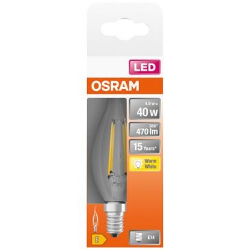 Led flamme coup de vent clair filament 4w e14 chaud boite
