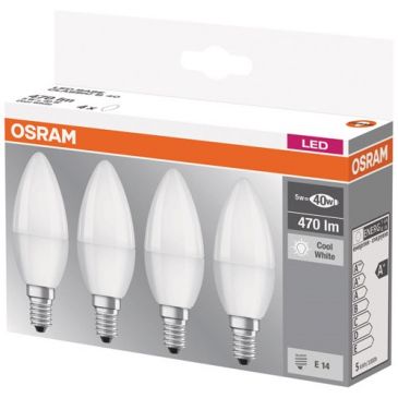 Led flamme dépolie avec radiateur 5.7 W = 40 W E14 froid lot de 4