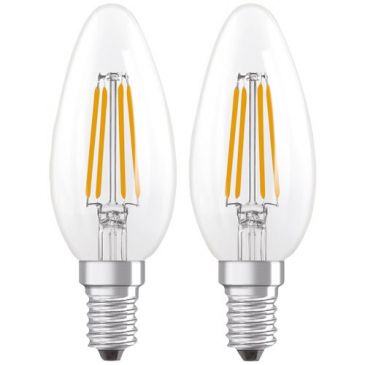 Led flamme verre clair e14 3.4w 470lm chaud boite de 2
