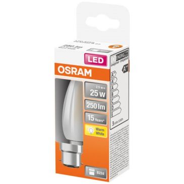 LED flamme verre dépoli 2.5W B22 chaud boite 1