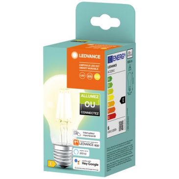 Ampoule led smart + bluetooth filament E27 6 W blanc chaud