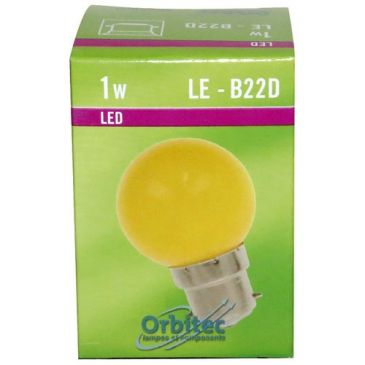 LED sphérique B22D 45x70 jaune pour guirlande