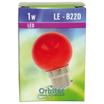 LED sphérique B22D 45x70 rouge pour guirlande
