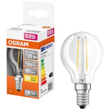 Led sphérique clair fil. 2.5w e14 250lm 2700k chaud x1