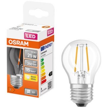 Led sphérique clair fil. 2.5w e27 250lm 2700k chaud boite