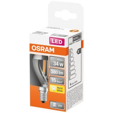 Led sphérique clair filament argentée 4w e14 chaud boite de