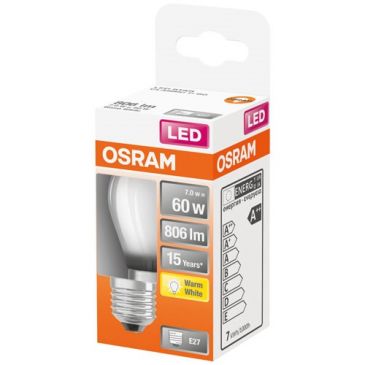 Led sphérique verre dépoli 7w e27 chaud bte 1