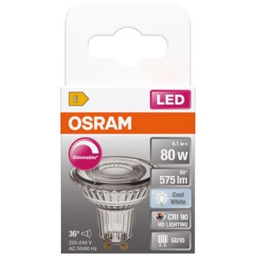 Led spot par16 36  verre gu10 6.1w 575lm froid
