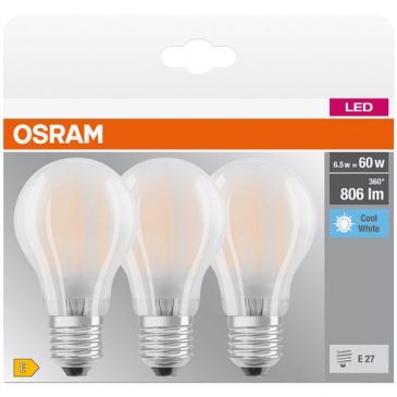 Led standard clair e27 6.5w 806 lm 4000k blanc froid x3