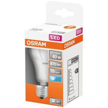 Led standard dépolie avec radiateur 5.5w e27 froid bte 1