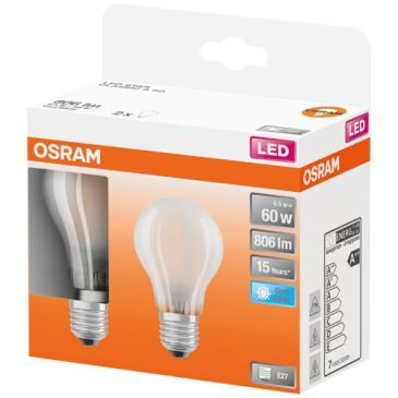 Led standard verre dépoli 7w e27 froid boite de 2