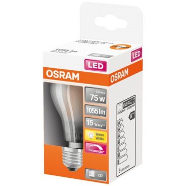 Led standard verre depoli variable 9w e27 chaud bte 1
