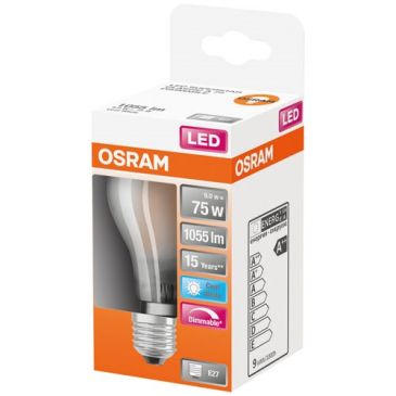 Led standard verre dépoli variable 9w e27 froid boite 1