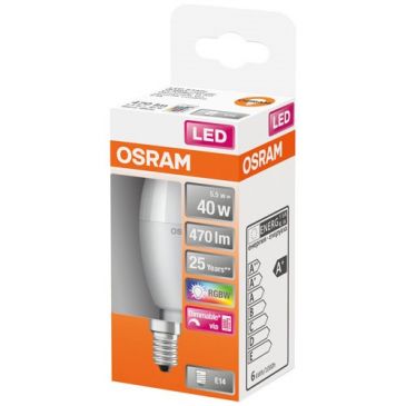 Led star+flamme RGBW dép+radiateur var.5.5W e14 chd bte1