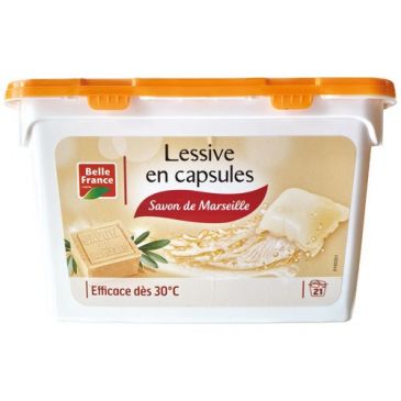 Lessive en capsules Belle France savon Marseille x21 caps
