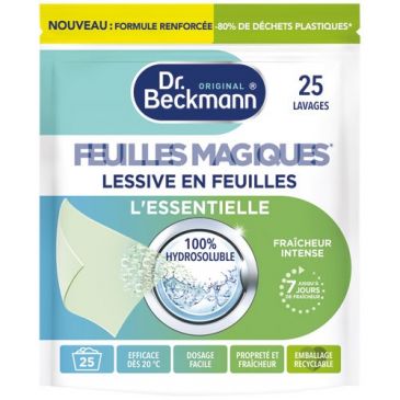Lessive feuilles l'essentielle 25 lavages blanc et couleur.