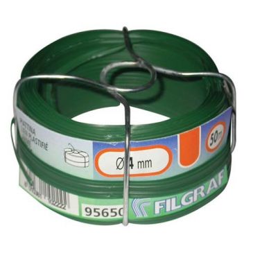 Fil attache plastifié vert - 50 m - D: 4 mm