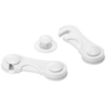 Loquet adhésif - verrou sécurité enfant - 17 x 246 x 57 mm - blanc - lot de