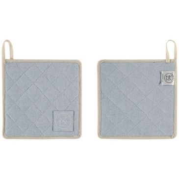 Lot 2 maniques 20 x 20 cm Bleu Ciel - Coton recyclé